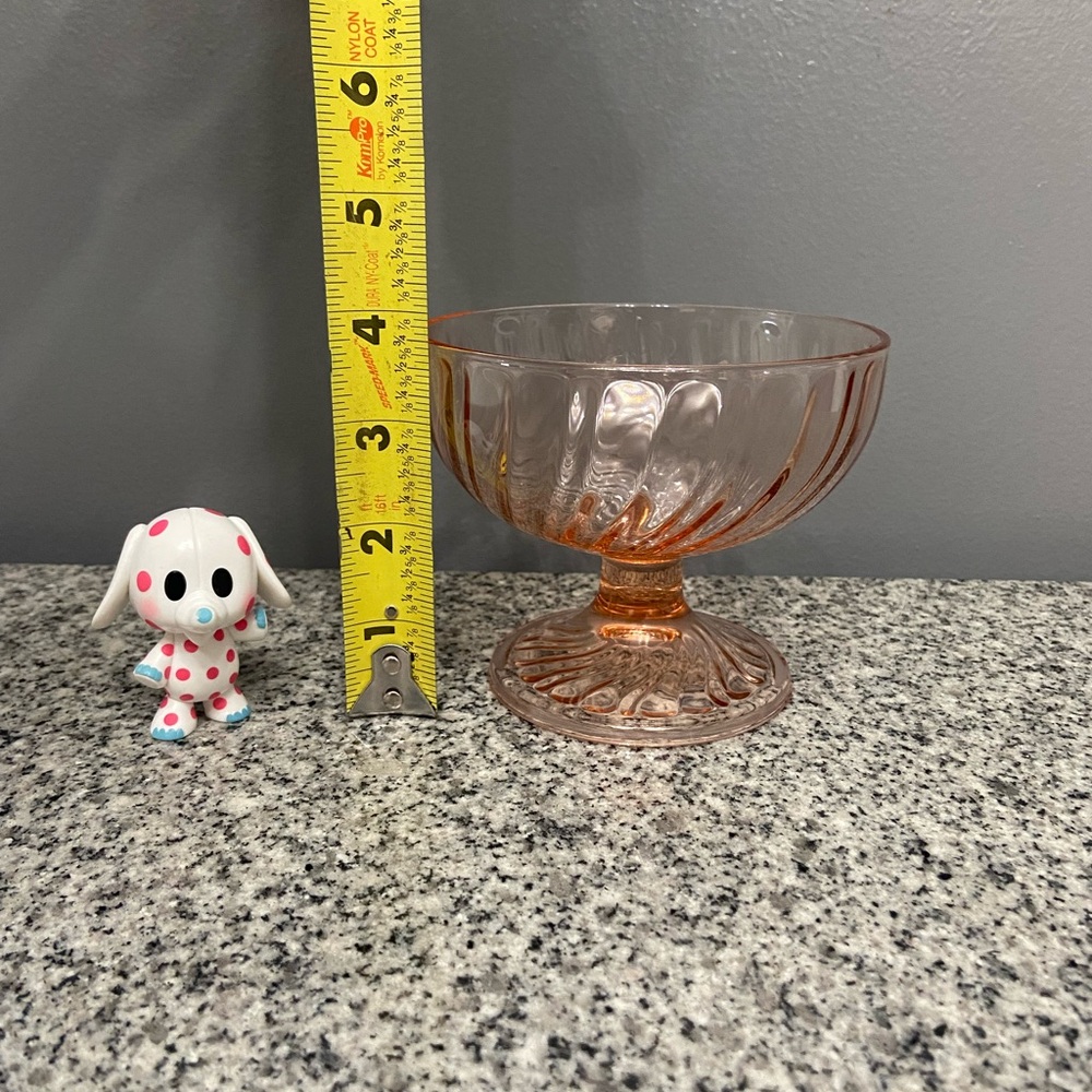 Vtg CRISTAL d'ARQUES Durand Pink Rosaline Swirl Footed Dessert Ice Cream Bowl - Picture 10 of 11